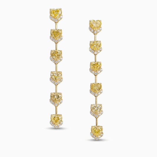 Heart Shape Yellow Diamond Earrings