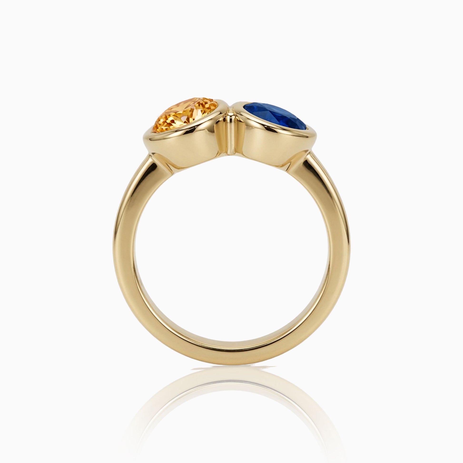 Toi et Moi Diamond & Sapphire Yellow Gold Ring