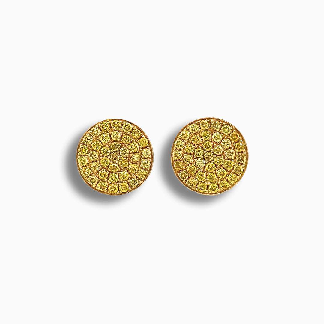 Pair of Pavé Yellow Diamonds Gold Earrings
