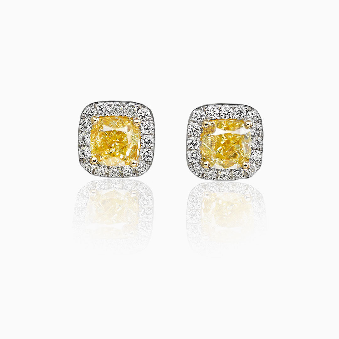 Yellow Diamonds Gold Earrings