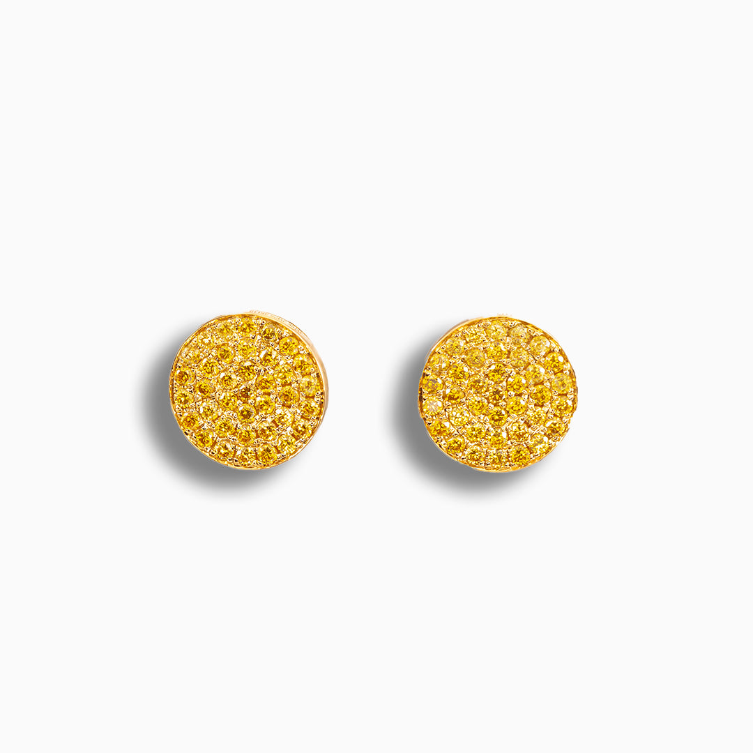 Pair of Pavé Yellow Diamonds Gold Earrings