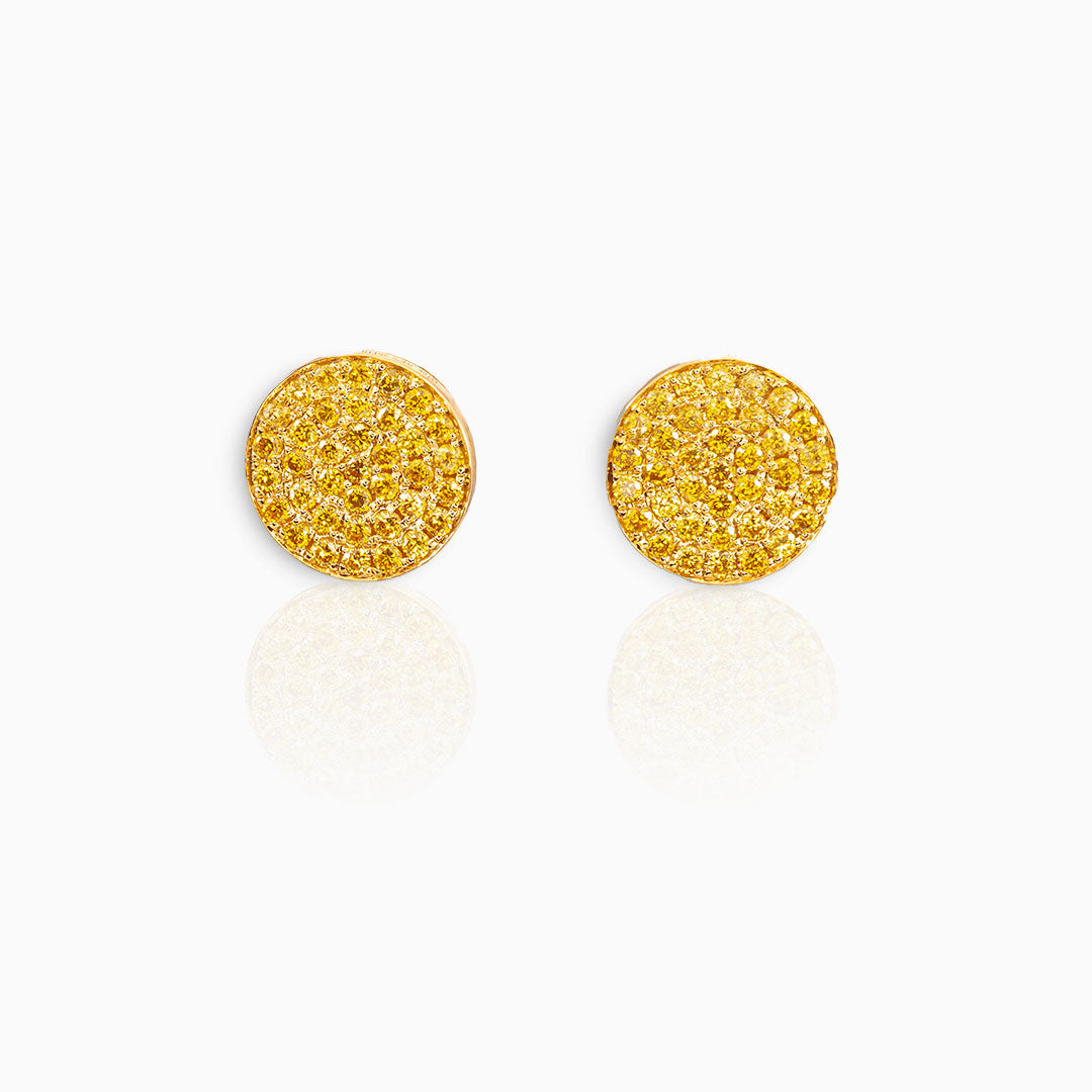 Pair of Pavé Yellow Diamonds Gold Earrings