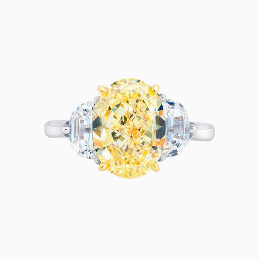 Oval Yellow Diamond Platinum Engagement Ring