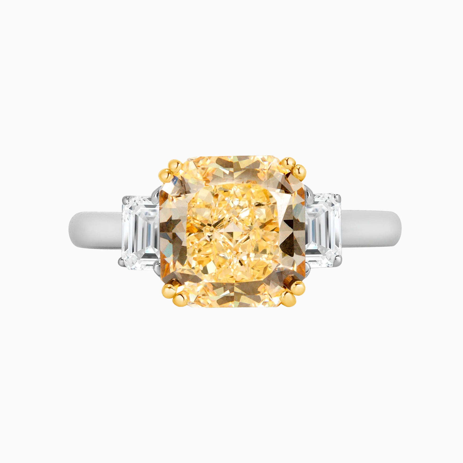 Yellow Diamond Platinum Engagement Ring on a white background