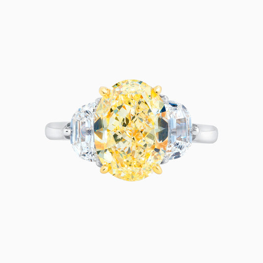 Oval Yellow Diamond Platinum Engagement Ring