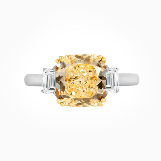 Yellow Diamond Platinum Engagement Ring