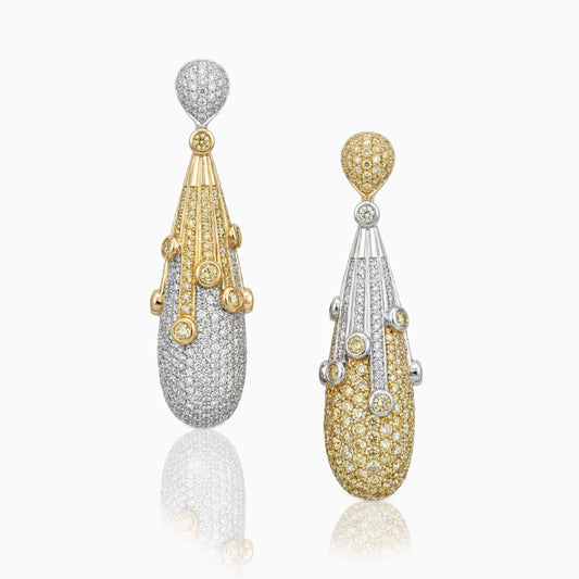 Yellow & White Diamond Gold Earrings