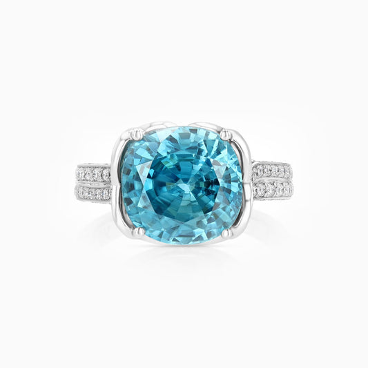 Blue Zircon White Gold Ring