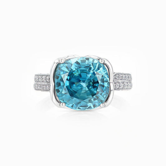 Blue Zircon White Gold Ring