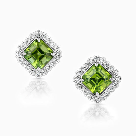 Asscher-Cut Green Tourmaline Earrings