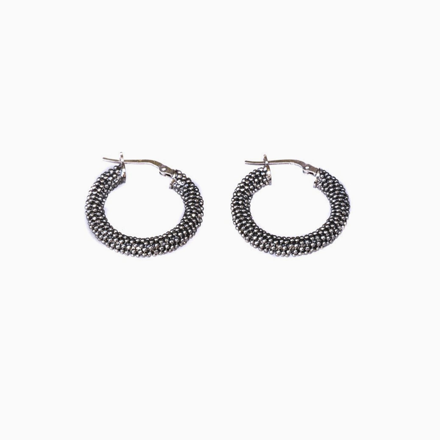 Black Gold Plated Mesh Earrings on a white background