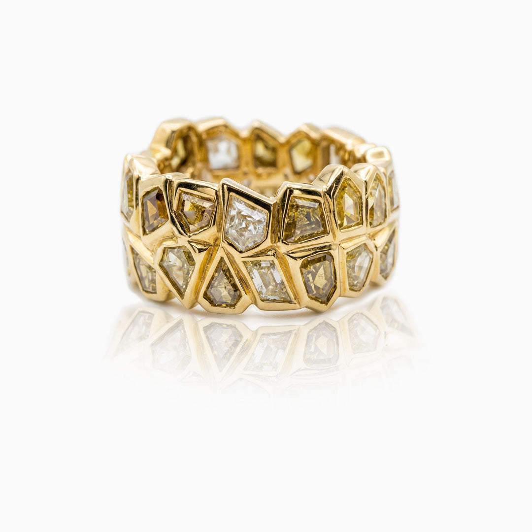 Fancy Shape Diamond Yellow Gold Gaudi Ring