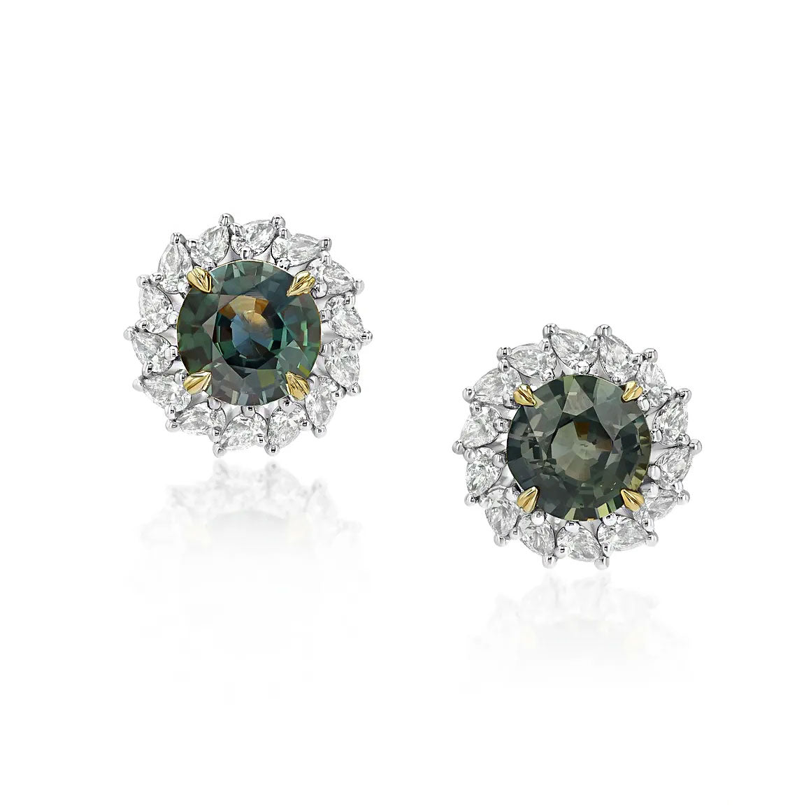 Color Change Sapphire & Diamonds Platinum Earrings