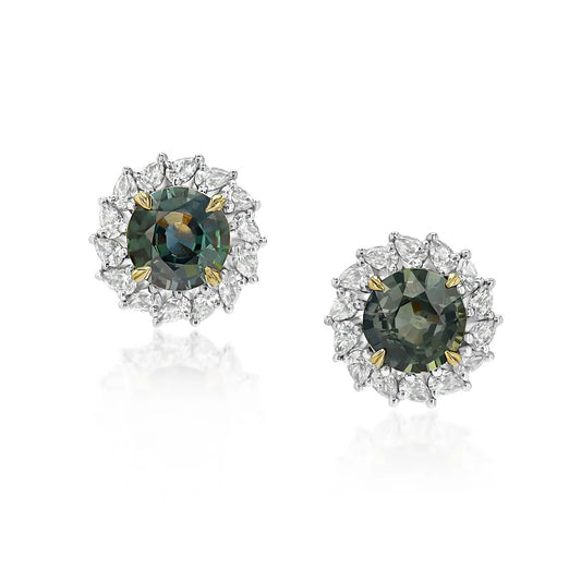 Color Change Sapphire & Diamonds Platinum Earrings