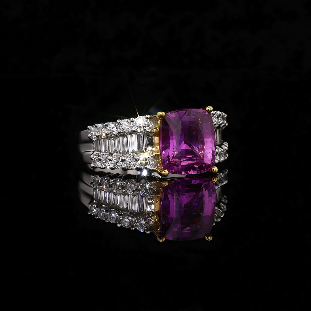 Cushion Pink Sapphire & Diamond White Gold Ring