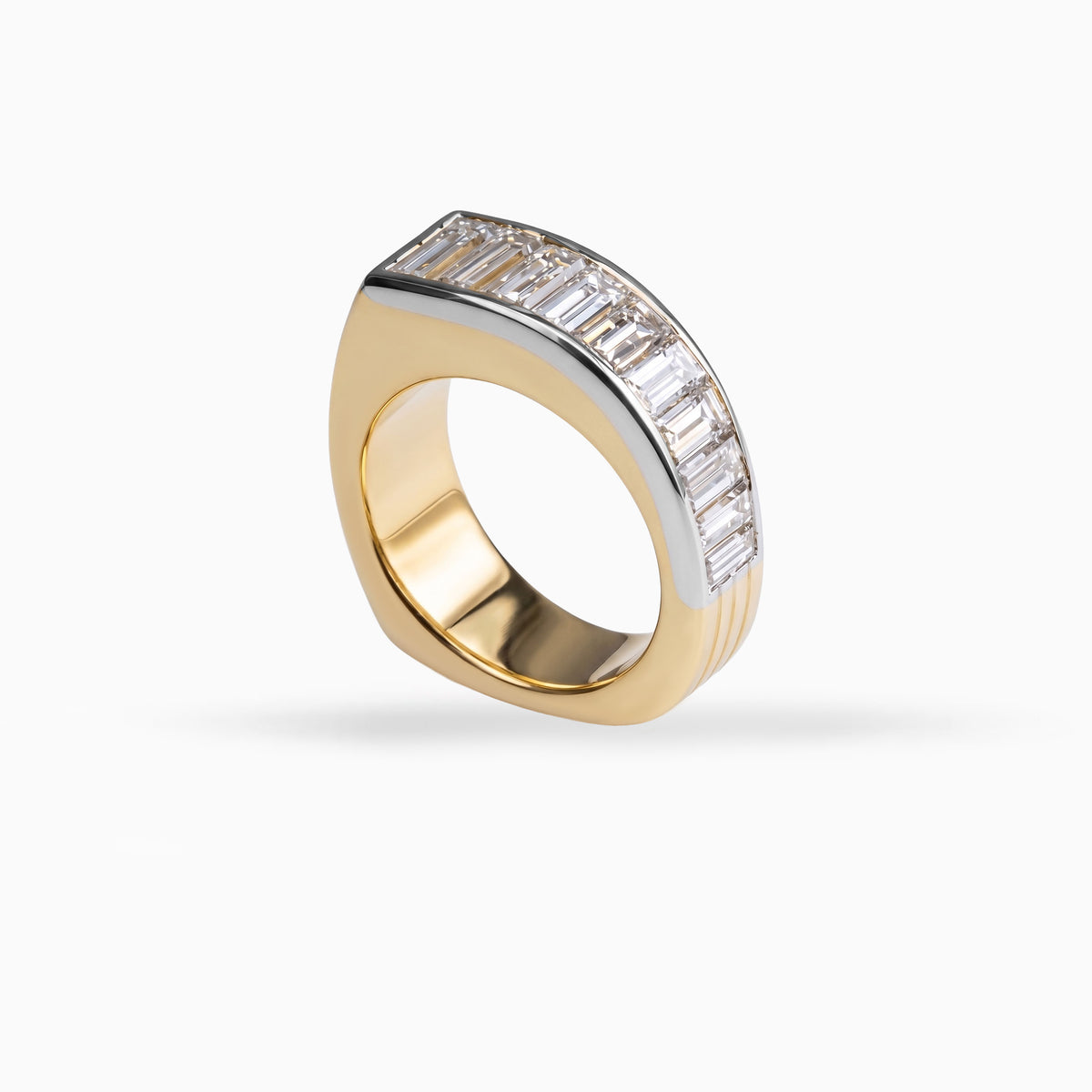 Platinum & Gold Baguette Diamond Band