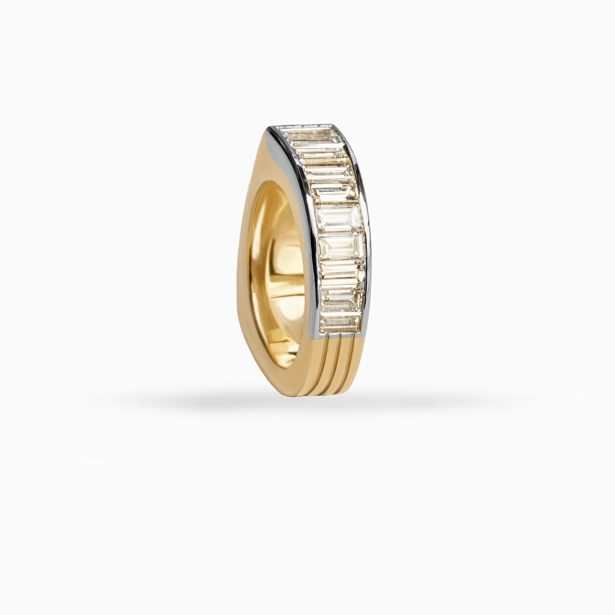 Platinum & Gold Baguette Diamond Band