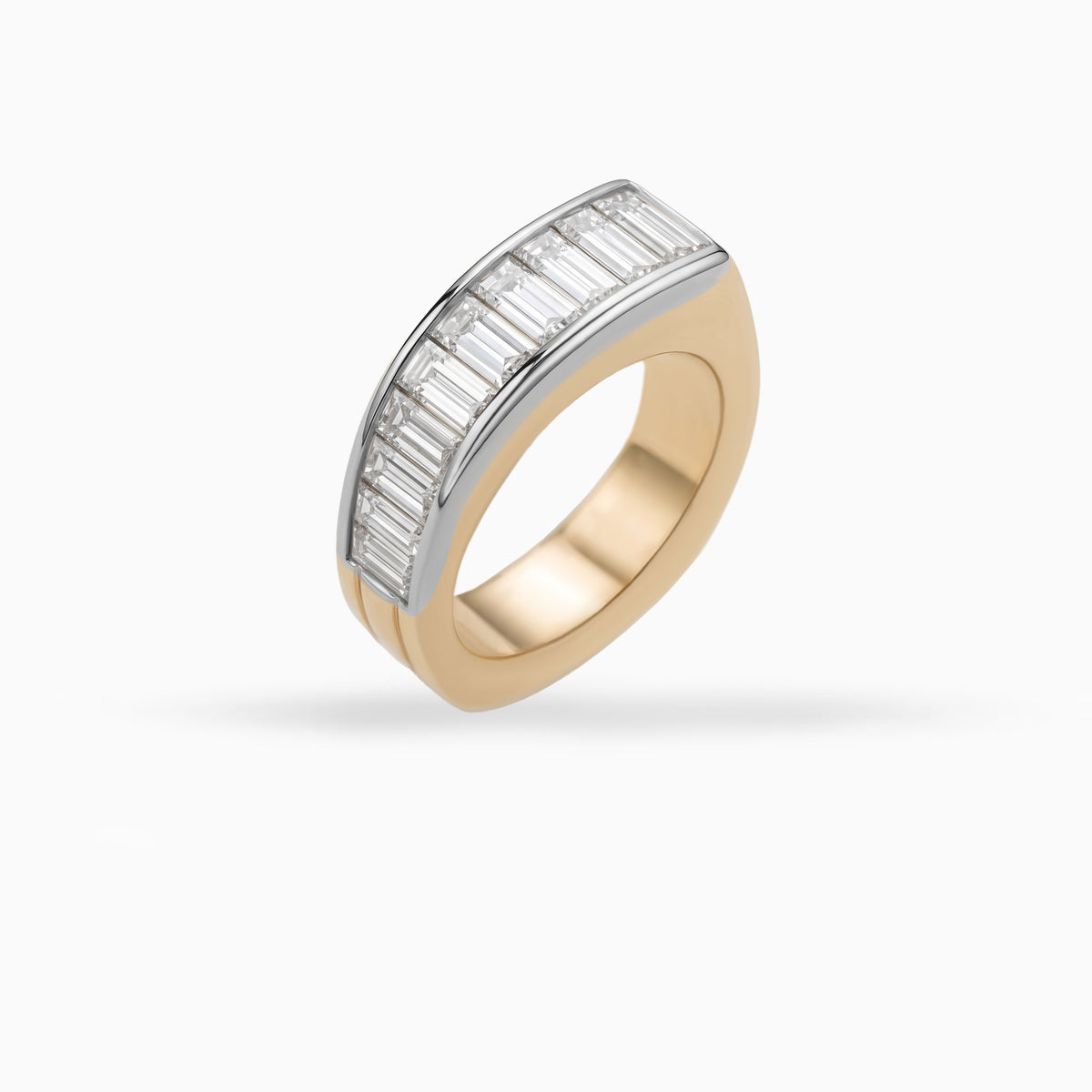 Platinum & Gold Baguette Diamond Band