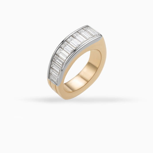 Platinum & Gold Baguette Diamond Band