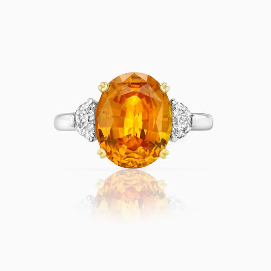 Golden Honey Sapphire Platinum Ring