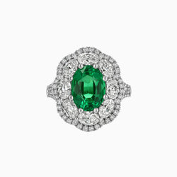 Zambian Emerald & Diamond Platinum Ring