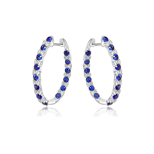 Sapphire and Diamond Hoop Earrings