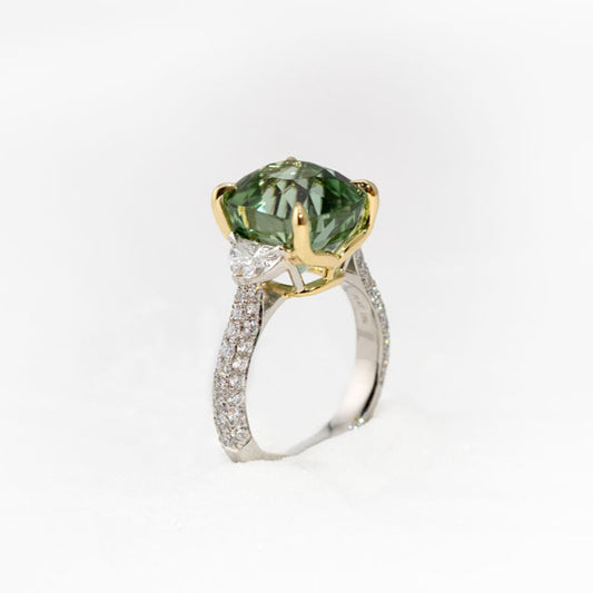 Mint Tourmaline & Diamonds Platinum Ring