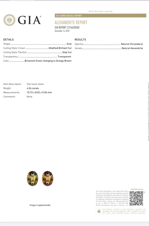 4.26carat Oval Alexandrite, Diamond & Platinum Ring