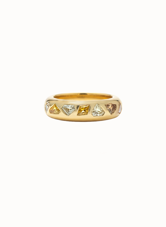 Fancy Cut Diamonds Yellow Gold Band