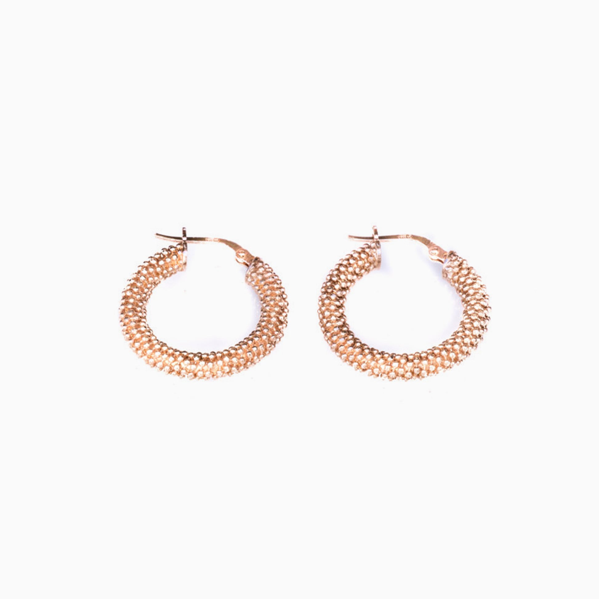 Rose Gold Plated Mesh Earrings on a white background