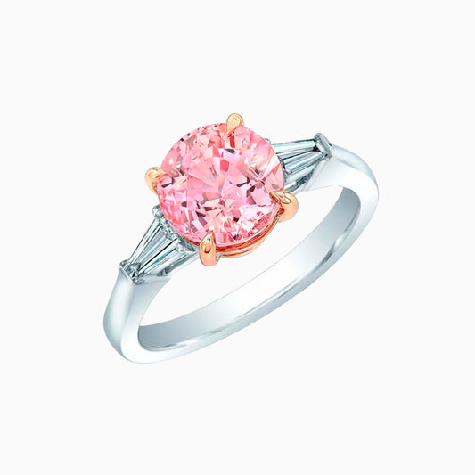 Pink Sapphire and Diamonds White Gold Ring