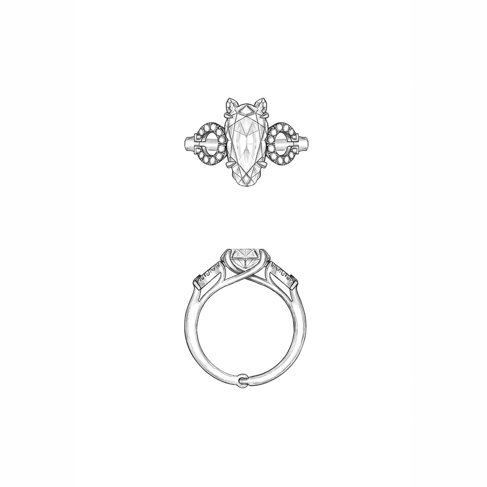 Equestrian Horse Lab Grown Diamond Yellow Gold Ring