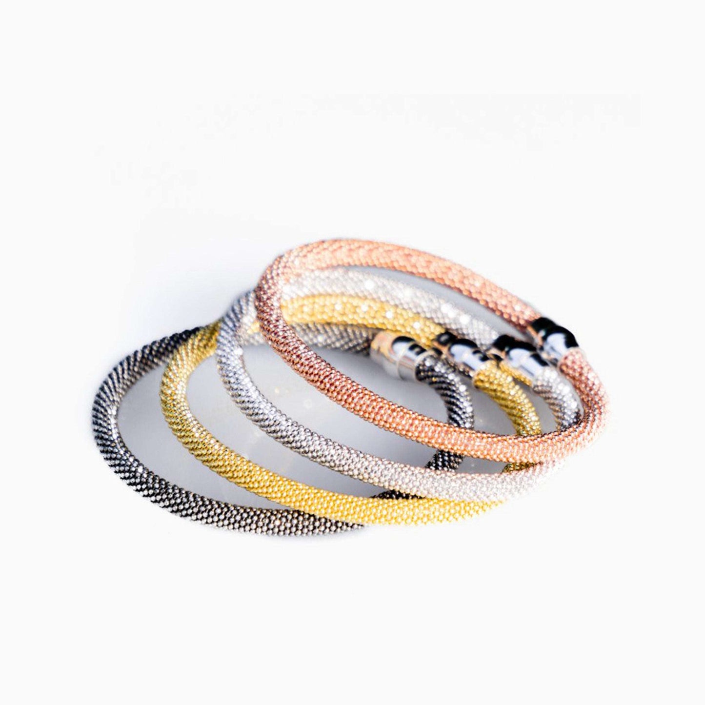 Gold Plated Small Mesh Bracelets. Set of 4
