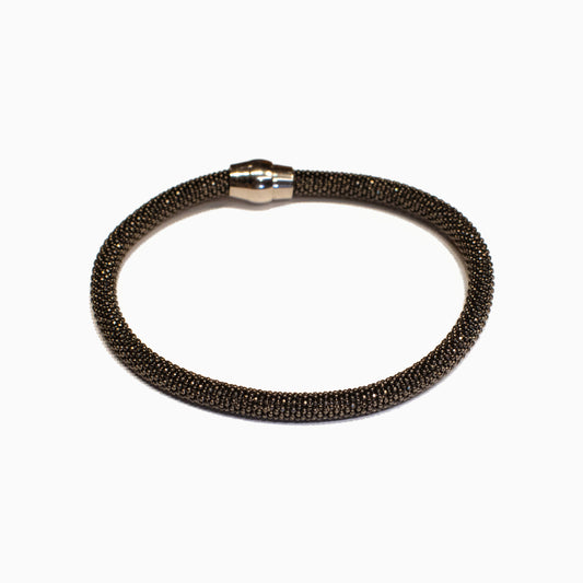 Black Gold Plated Large Mesh Bracelet on a white background