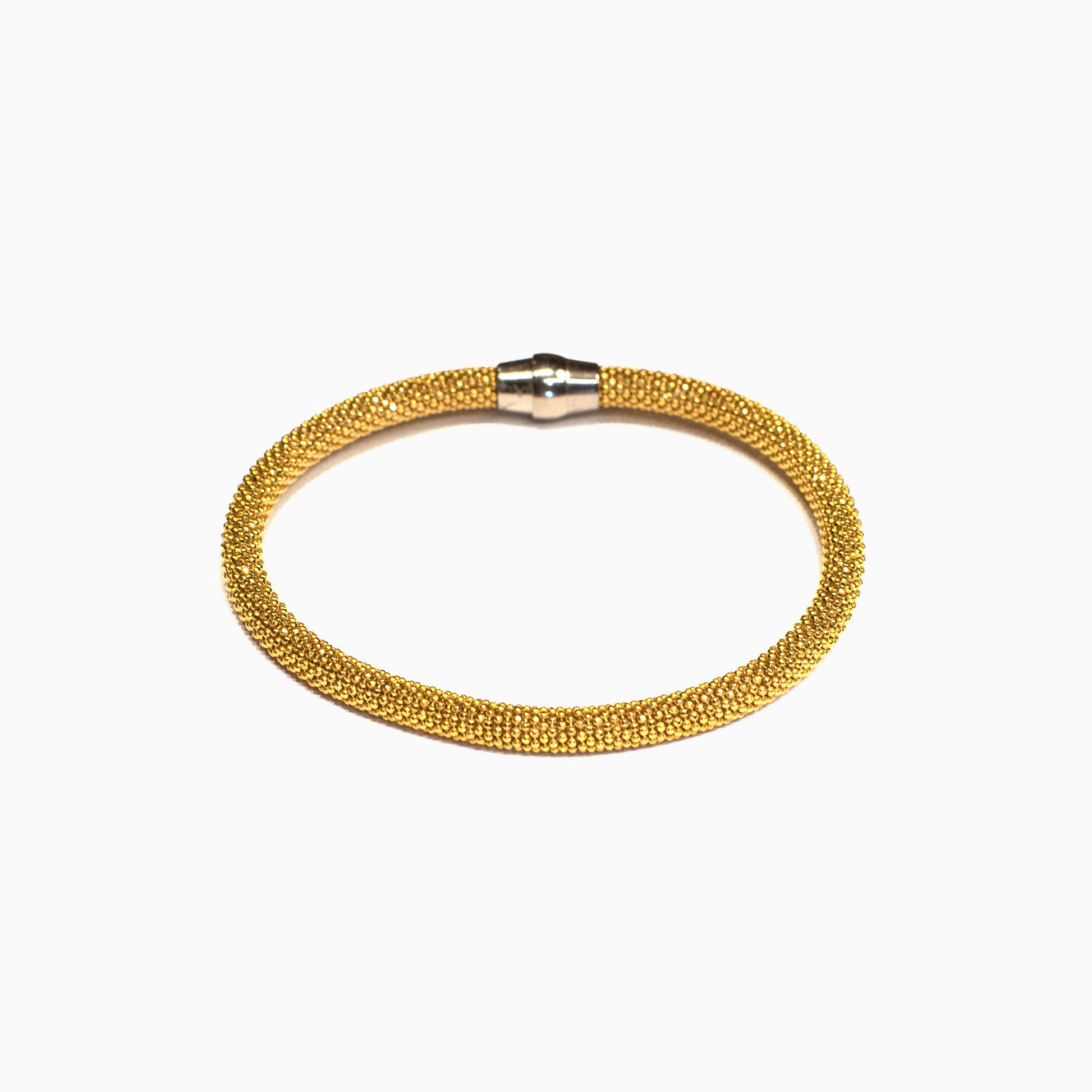 Yellow Gold Plated Small Mesh Bracelet on a white background