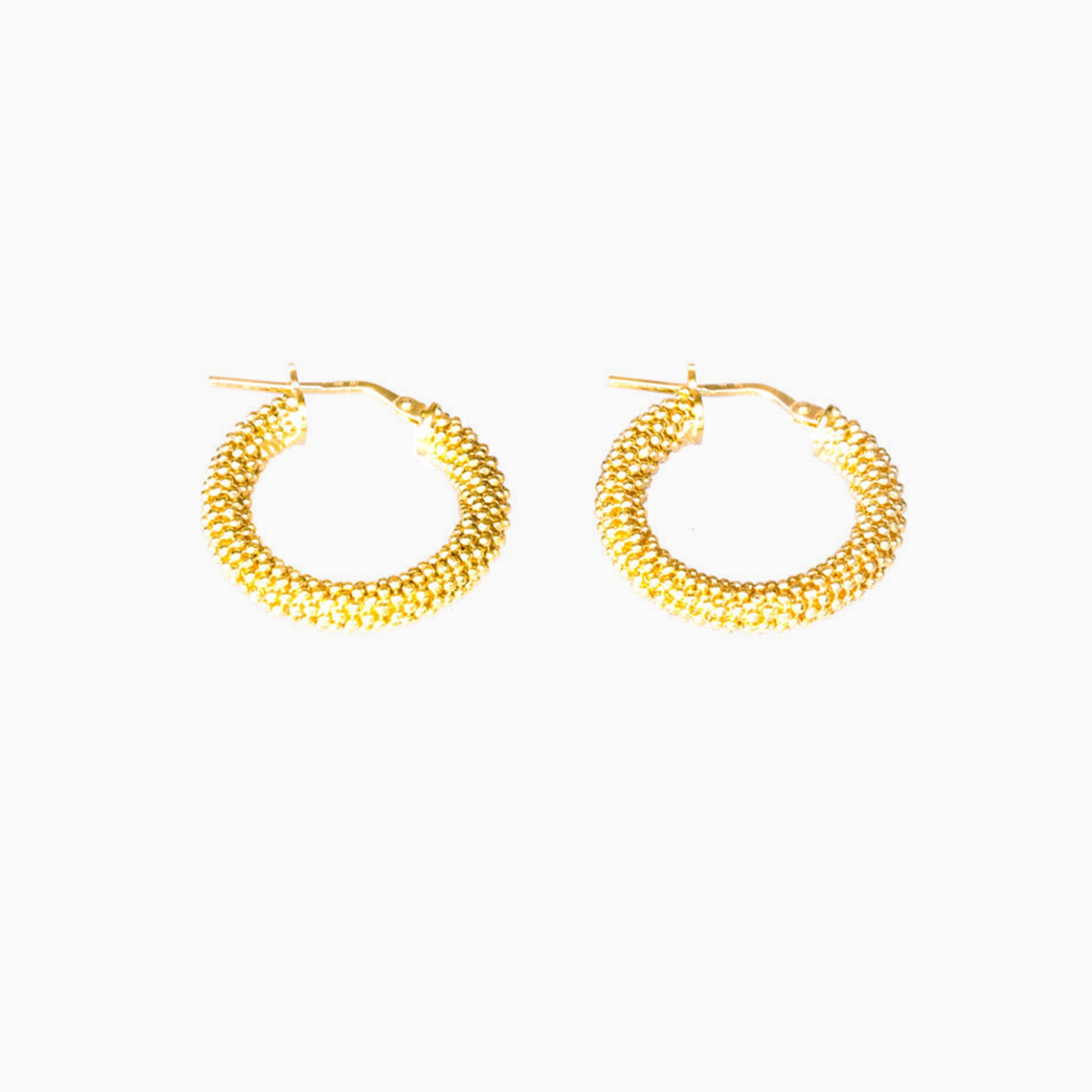 Yellow Gold Plated Mesh Earrings on a white background