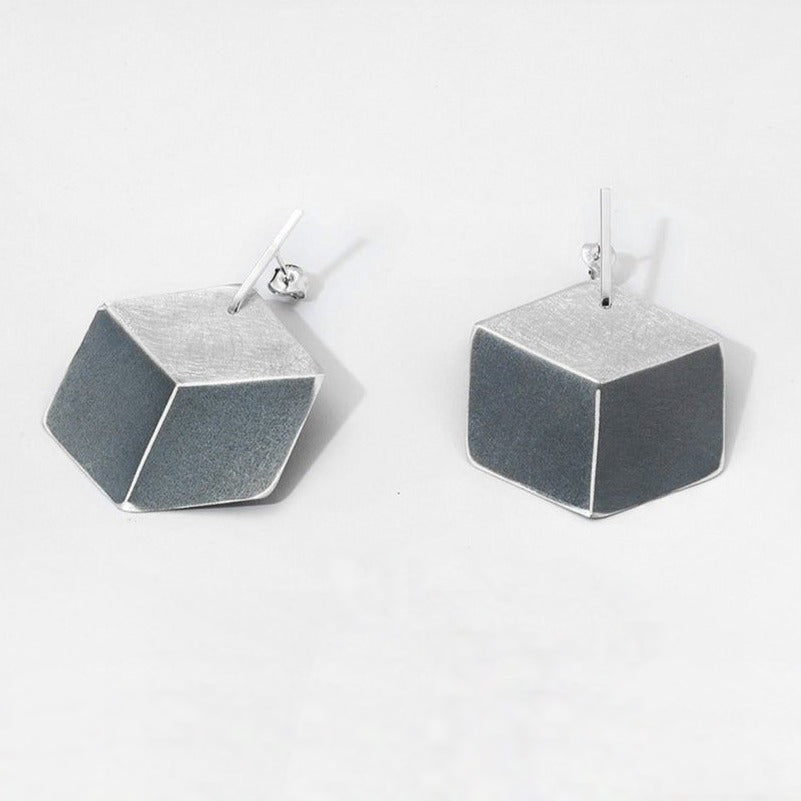 3D Printed Silver Drop Earrings