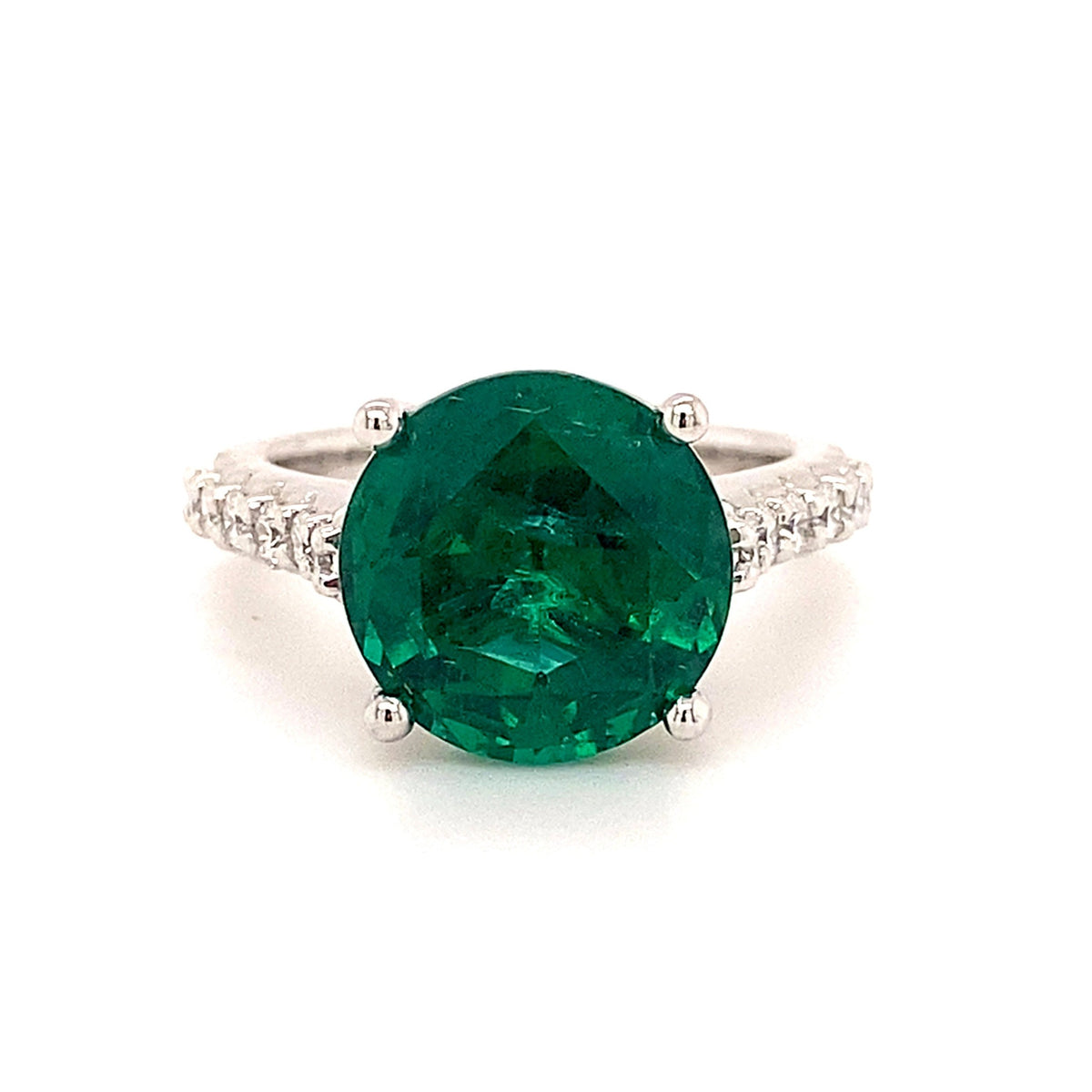 Round Zambian Emerald Ring