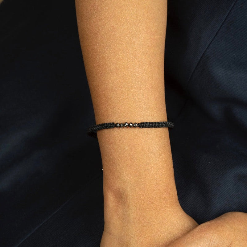 Diamond and Black String Bracelet