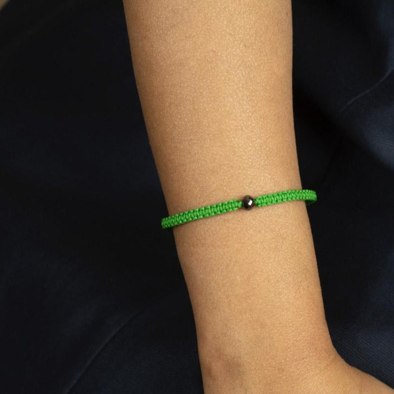 Green Silk Black Diamond Bracelet