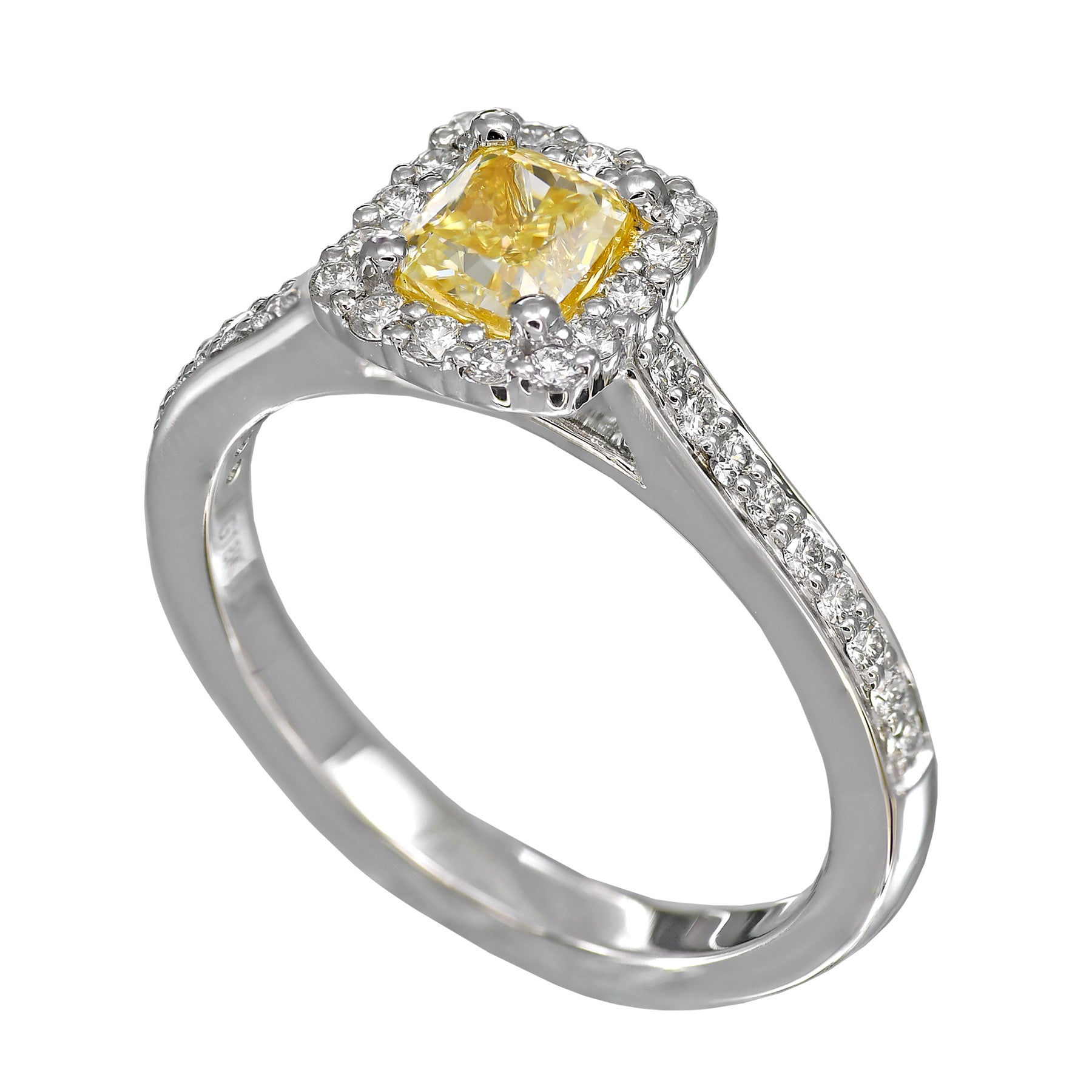 Fancy Yellow Diamond Gold Ring on a white background