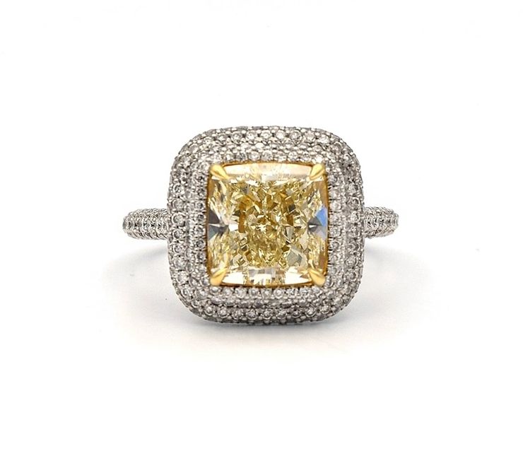 Canary Yellow Diamond and Platinum Ring