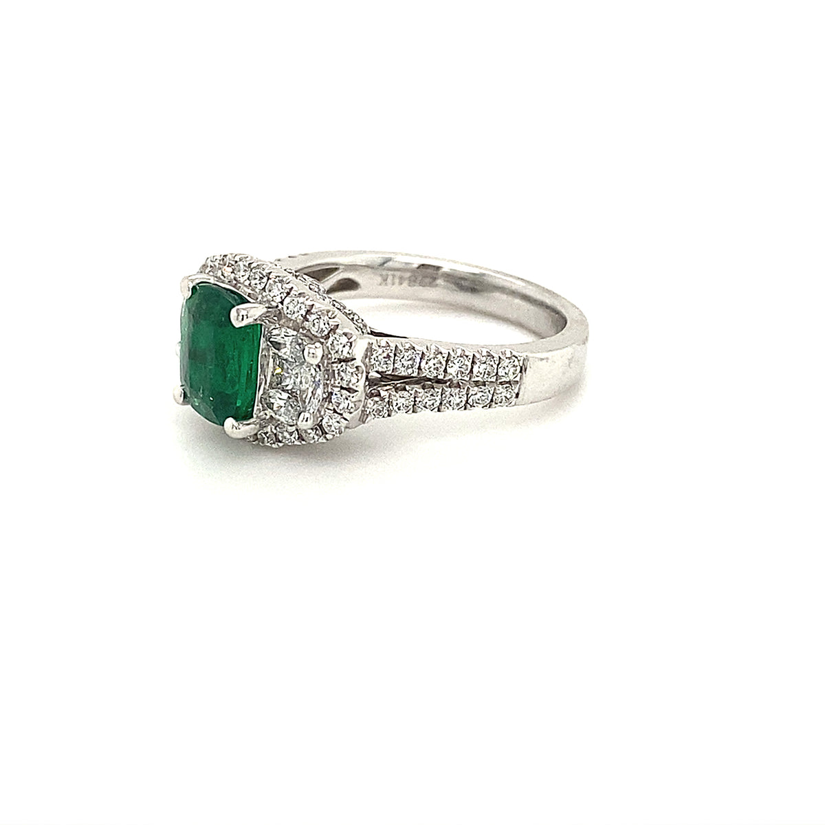 Emerald Diamond &amp; 18k White Gold Ring