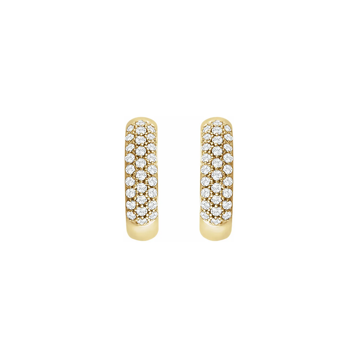 Pair of Yellow Gold Pavé-Set Diamond Hoop Earrings
