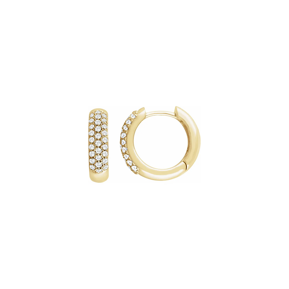 Pair of Yellow Gold Pavé-Set Diamond Hoop Earrings