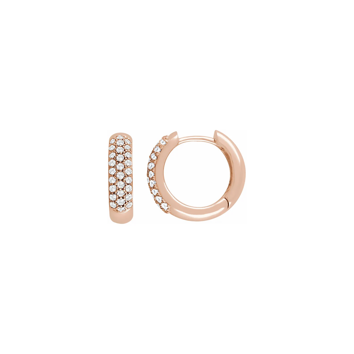 Pair of Rose Gold Pavé-Set Diamond Hoop Earrings