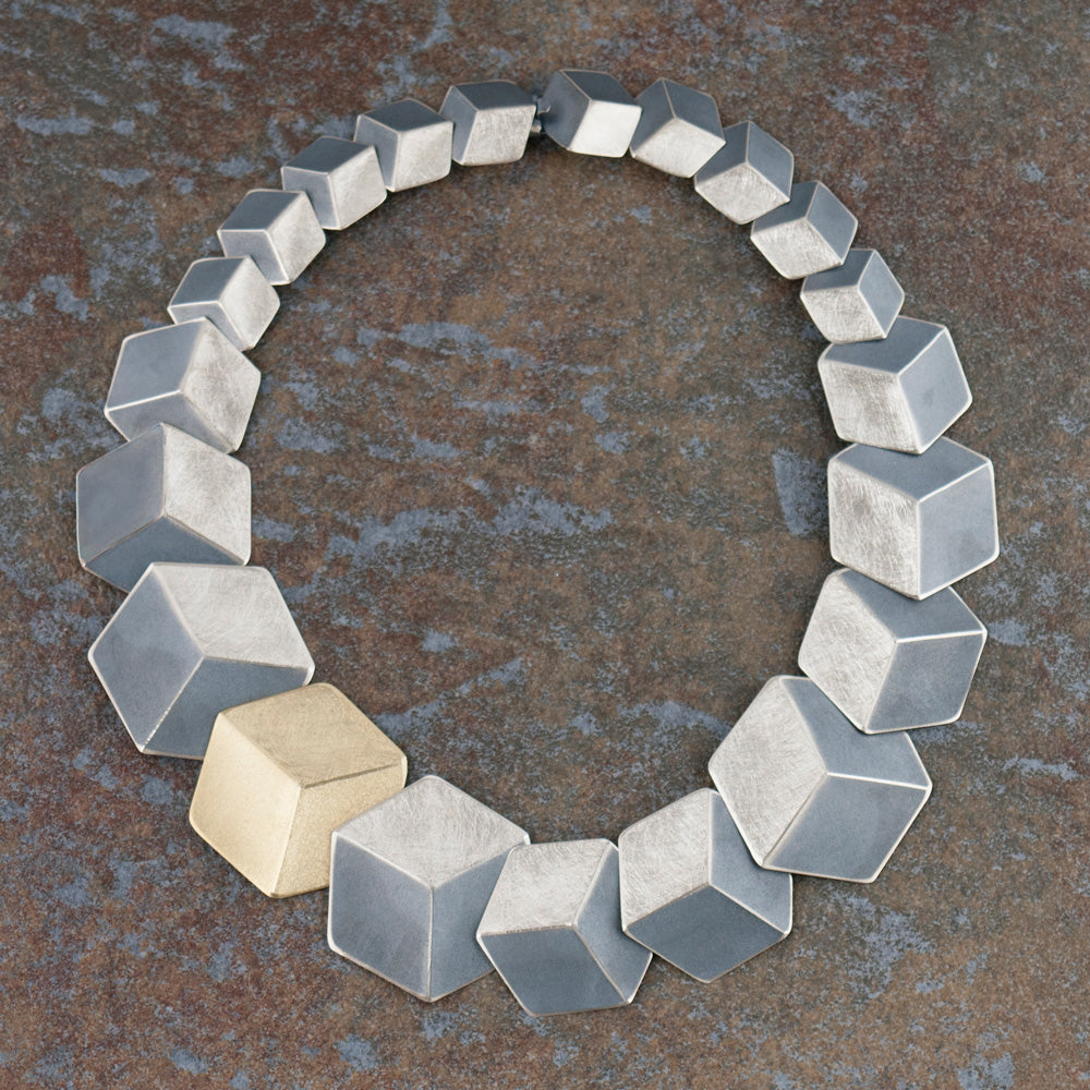 Large 3D Silver &amp; Gold Necklace