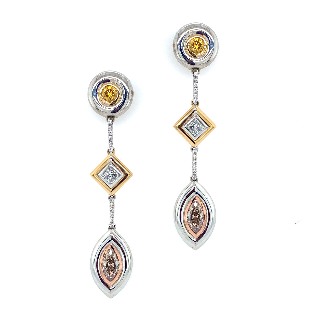 One-Of-A-Kind Fancy Colored Diamond  Earrings