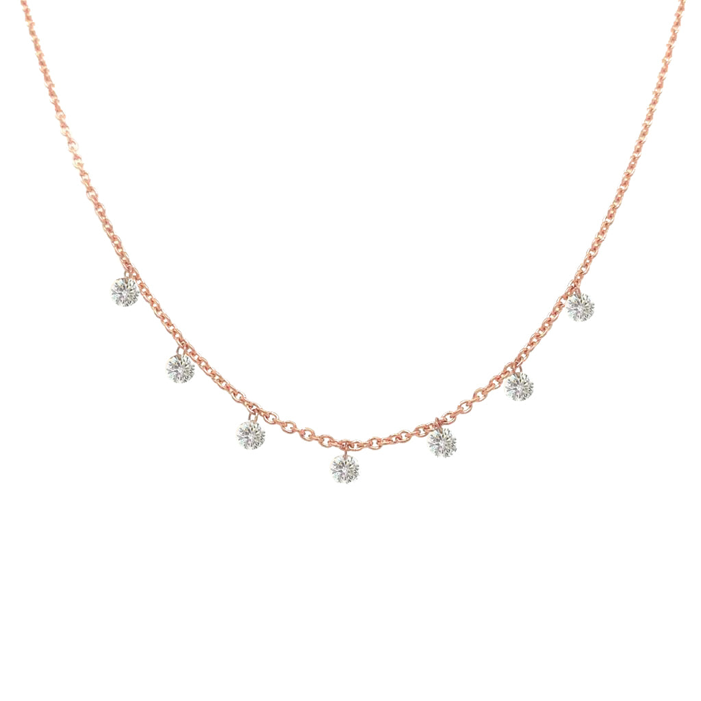 Floating Seven Diamonds Necklace in Rose Gold