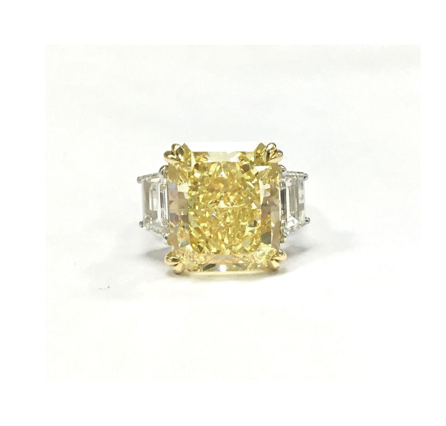 13.08ct Canary Yellow Diamond Platinum Ring